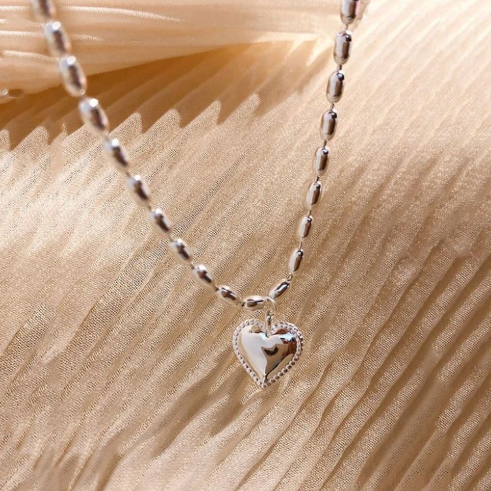 925 Sterling Silver Dainty Beaded Heart Bracelet - Picture 5 of 9